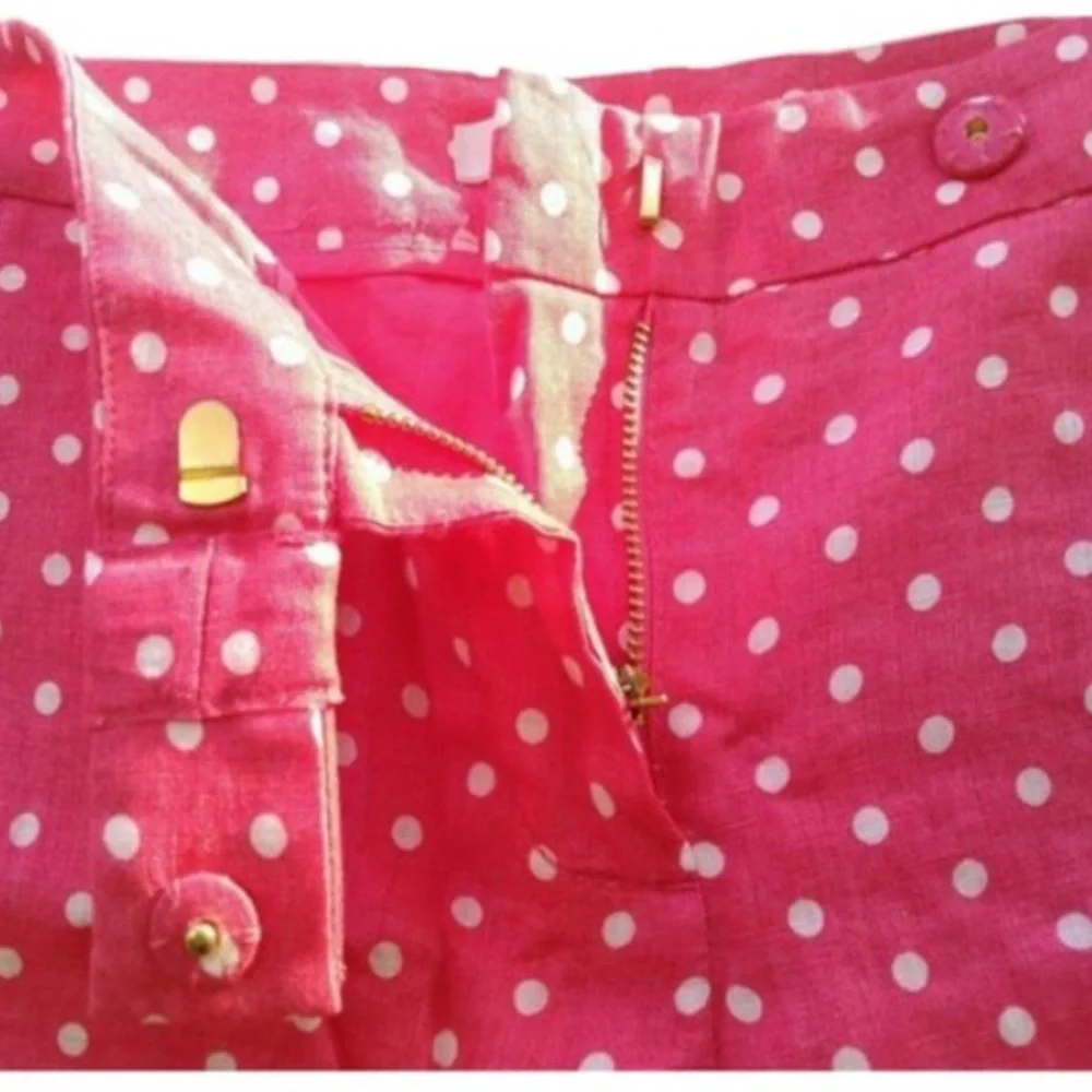 J. Crew Pink & White Polka-dot, Linen & Cotton Blend Shorts, Sz 4/Small. EUC
